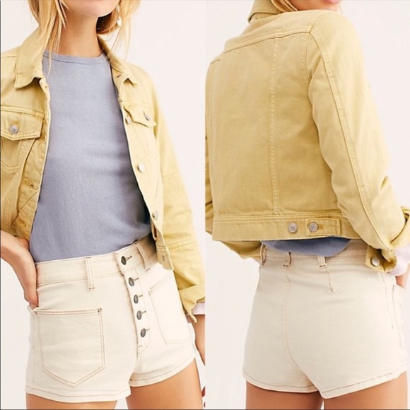 Free People Pants - Free People Bridgette Cream Button-Fly Shorts